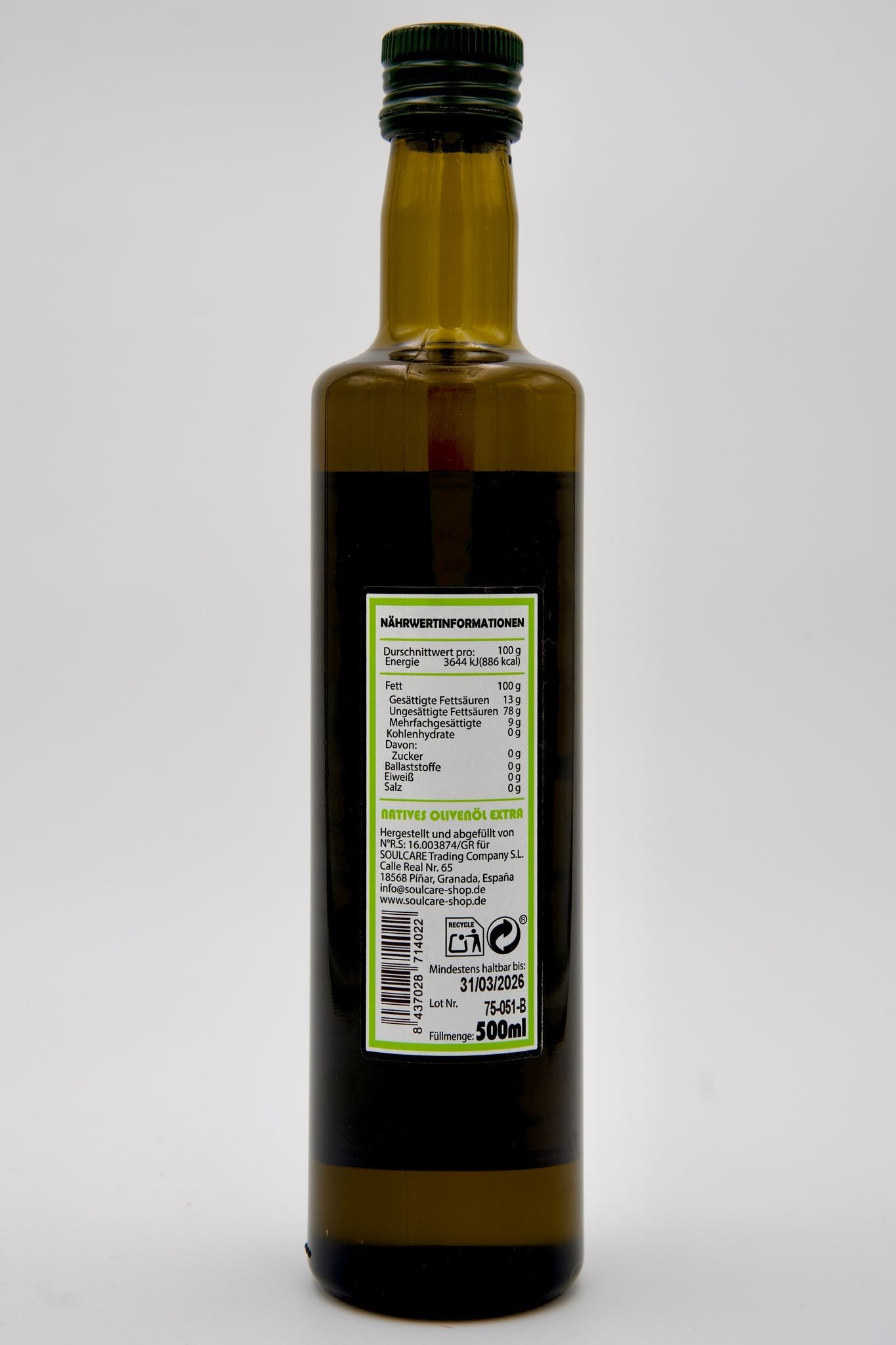 Soulcare Olivenöl Picual/Erste Ernte 500ml